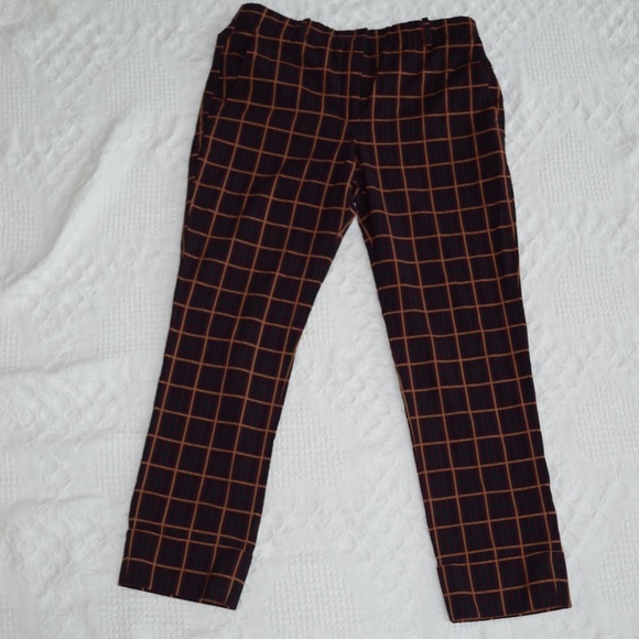 Theory Wool Blend Crop Cuff York Plaid Pants Size 4 - Picture 2 of 12